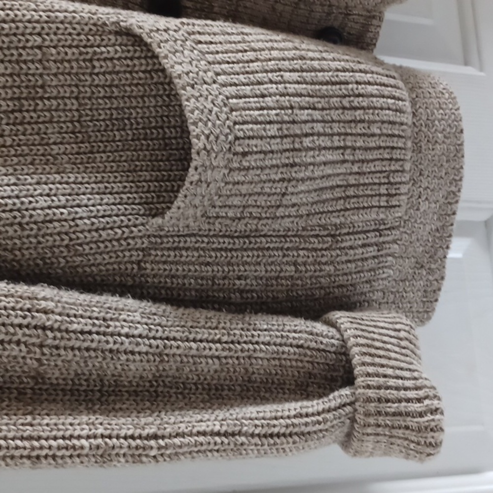 RALPH LAUREN Tan Heavy Knit Shawl Collared Cardigan Sweater, XL - Picture 7 of 12